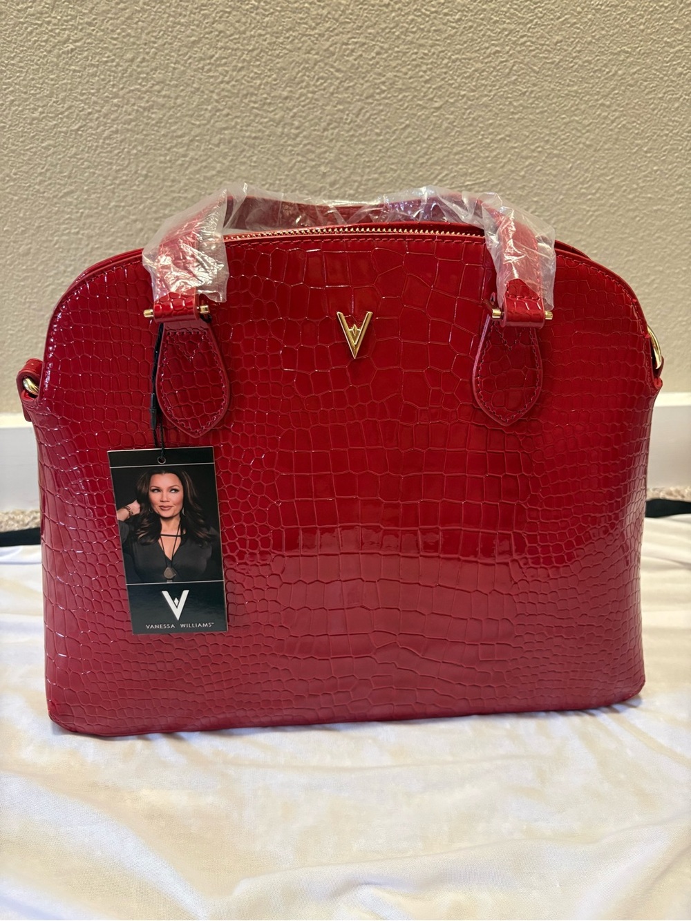 Vanessa Williams Red Croc-Embossed Satchel
